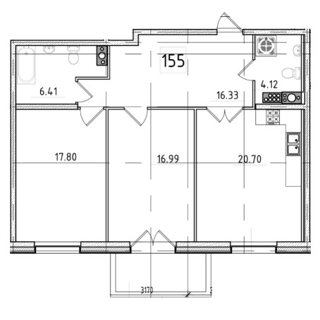планировка двухкомнатной квартиры Петровская Доминанта
